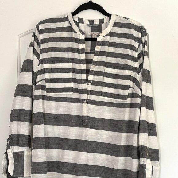 Merona Women's Gray and White Stripe Tunic Size XXL - Picture 1 of 3